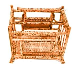 Tortoise Bamboo Chinoiserie Magazine Rack.  Measures 11" x 17" x 18".