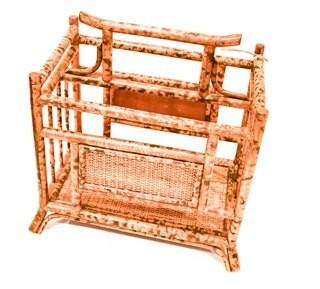 Tortoise Bamboo Chinoiserie Magazine Rack.  Measures 11" x 17" x 18".