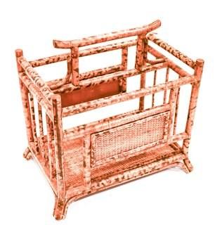 Tortoise Bamboo Chinoiserie Magazine Rack.  Measures 11" x 17" x 18".