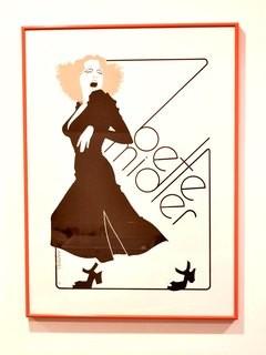 Vintage Framed Under Glass Bette Midler Poster by Richard Amsel.  Measures 21" x 29".