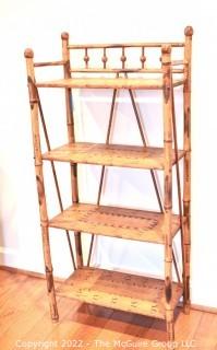 Vintage Four Shelf Tiger Bamboo Etagere Book Shelf.  Measures 18W x 10D x 41"T