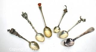 Set of Six (6) Demitasse Spoons. some .800 silver. Presentation Box. Unmarked.