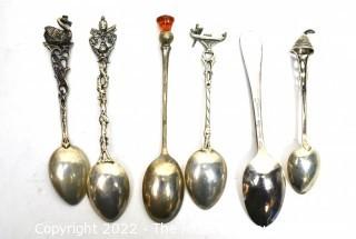 Set of Six (6) Demitasse Spoons. some .800 silver. Presentation Box. Unmarked.