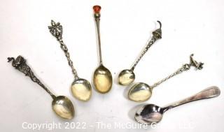 Set of Six (6) Demitasse Spoons. some .800 silver. Presentation Box. Unmarked.