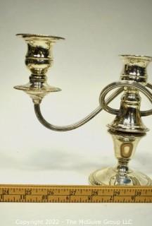 Two (2) Pair of Sterling Silver Weighted Three-Light Candelabras and Candle Sticks by Wm. Rogers.