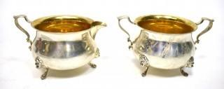 Two (2) Piece Poole Sterling Silver Sugar And Creamer in Georgian Pattern.  294g