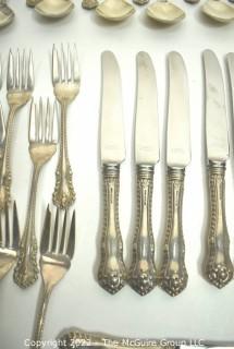 Birks Sterling Silver Flatware Set in Gadroon Pattern, 64 Pieces (12 Place Settings). 2350 Grams Total Weight Excluding Knives. Knives weigh 1230 grams. 