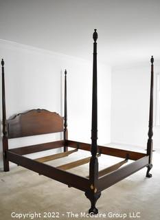 Queen Four Poster Bed Frame with Headboard and Carved Pineapple Finials. 62" x 84" x 81"T posts 0075LW