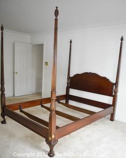 Queen Four Poster Bed Frame with Headboard and Carved Pineapple Finials. 62" x 84" x 81"T posts 0075LW