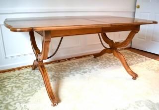 Dining Table with Two Additional Leaves by Thomasville, French Provincial Chateau Collection.  Measures 42W x 68L x 30"T with (2) 12" Leaves