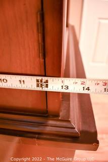 Vintage Mahogany Glass Front with Scroll Work Bookcase with Cabinet and Drawer.  One piece. {was 0085LW}