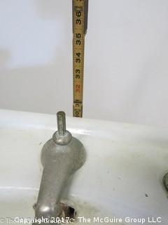 Vintage Porcelain Cast-Iron pedestal sink and hardware 