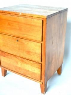 Vintage Blonde Solid Wood Three Drawer Dresser or Side Table. 22W x 18D x 30 1/2"T