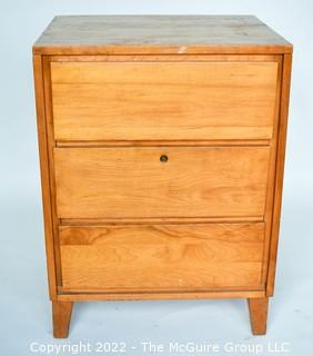 Vintage Blonde Solid Wood Three Drawer Dresser or Side Table. 22W x 18D x 30 1/2"T