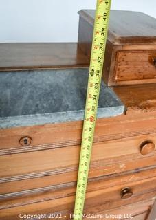 Antique Oak Eastlake Five Drawer Dresser with Marble Insert.  Measures 18"D x 40"L x 40"T. 0091SM