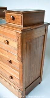 Antique Oak Eastlake Five Drawer Dresser with Marble Insert.  Measures 18"D x 40"L x 40"T. 0091SM