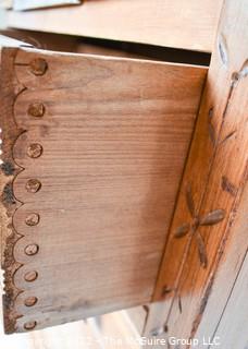 Antique Oak Eastlake Five Drawer Dresser with Marble Insert.  Measures 18"D x 40"L x 40"T. 0091SM