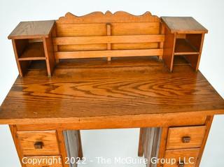 Antique Oak Kneehole Writing Desk.  Measures 19" x 30" x 34".