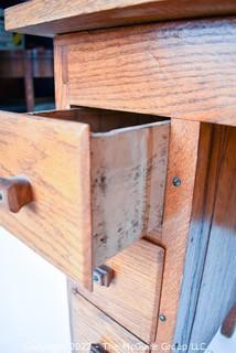 Antique Oak Kneehole Writing Desk.  Measures 19" x 30" x 34".