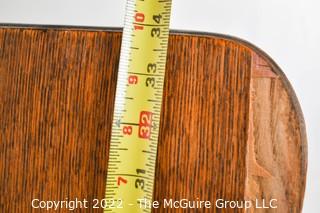 Antique Tiger Oak Veneer Bow Front Serpentine Washstand. Some damage to veneer on top.  Measures 34W x 17D x 30"T