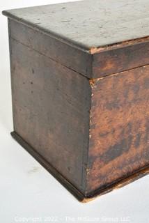 Primitive Small Chest or Trunk with Original Faux Grain Paint. 24W x 10D x 10 1/2"T 0120SM