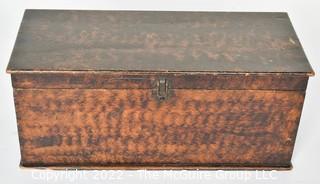 Primitive Small Chest or Trunk with Original Faux Grain Paint. 24W x 10D x 10 1/2"T 0120SM