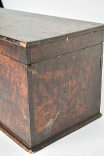 Primitive Small Chest or Trunk with Original Faux Grain Paint. 24W x 10D x 10 1/2"T 0120SM