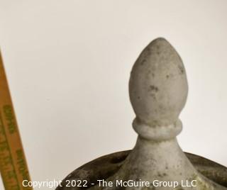 Vintage Open Work Cement Garden Urn Statuary with Finial Top.  Measures 38" Tall and 17" in diameter. 0097SM