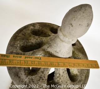 Vintage Open Work Cement Garden Urn Statuary with Finial Top.  Measures 38" Tall and 17" in diameter. 0097SM