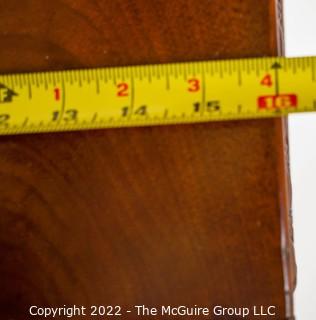 Antique Spool Turned Leg Desk or Table with Flame Walnut Veneer.  Measures 16" x 22" x 28"T.
