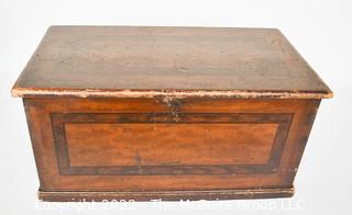 Antique 19the Century Paint Decorated Oxblood Wood Trunk or Chest. Measures 18" x 20" x 28". 0099SM