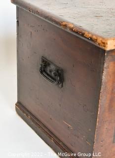 Antique 19the Century Paint Decorated Oxblood Wood Trunk or Chest. Measures 18" x 20" x 28". 0099SM