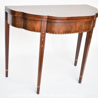 Hepplewhite Style Inlaid Mahogany Demilune Card Table 0186SM