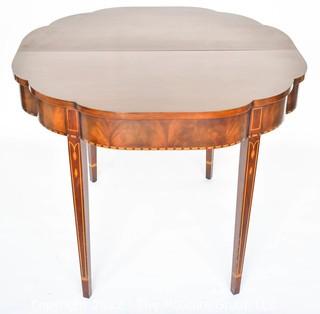 Hepplewhite Style Inlaid Mahogany Demilune Card Table 0186SM