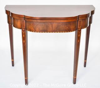 Hepplewhite Style Inlaid Mahogany Demilune Card Table 0186SM