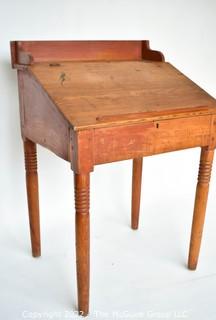 19th Century American Primitive Slant Top Clerk's Desk with Slot for Payments.  Measures 21" x 27" x 40". 0093SM