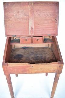 19th Century American Primitive Slant Top Clerk's Desk with Slot for Payments.  Measures 21" x 27" x 40". 0093SM