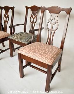 Set of Three (3) Chippendale Dining Chairs with Upholstered Seats. 