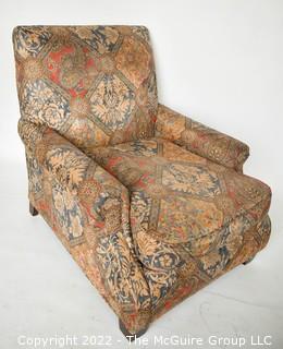 Owners Select Custom Upholstered Armchair in Paisley Fabric. 