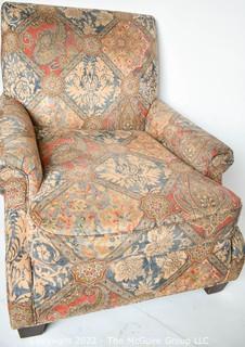 Owners Select Custom Upholstered Armchair in Paisley Fabric. 