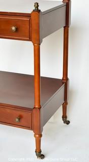 Two Drawer Rolling Bar Cart on Casters  0182BE