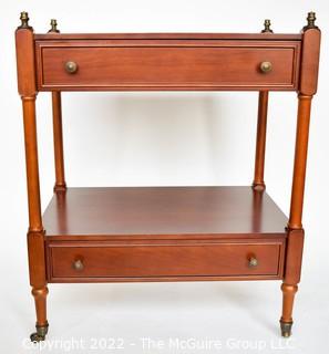 Two Drawer Rolling Bar Cart on Casters  0182BE