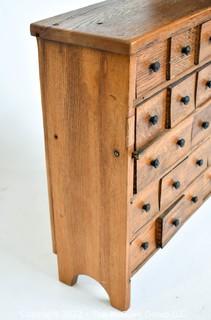 Antique 25 Drawer Wood Apothecary Chest or Cabinet.  Board on Back loose. Measures 7" x 20" x 19". 0095SM