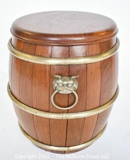 19th Century Teak storage foot stool with Bull Shaped Handles and Lid.  0098BE