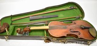 Vintage Franz Antoni Stoff Violin, Two Bows and Case. Needs repair.