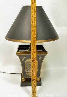 Vintage Black Tole Painted Cache Planter Table Lamp. 0196SM