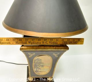 Vintage Black Tole Painted Cache Planter Table Lamp. 0196SM