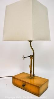 Mid Century Modern (MCM) Table Lamp With Drawer and Postage Scale.  Some parts of scale missing.  