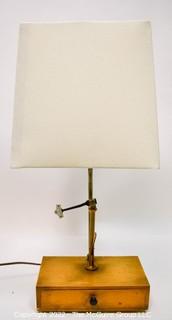 Mid Century Modern (MCM) Table Lamp With Drawer and Postage Scale.  Some parts of scale missing.  