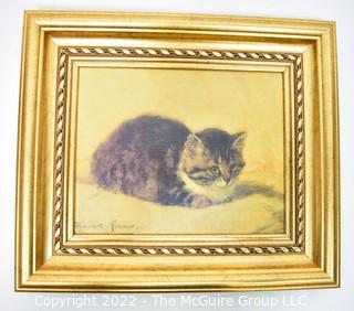 Framed Reproduction Art of Henriette Ronner "The Parson's Kitten".  Measures 9" x 12". 0202LW